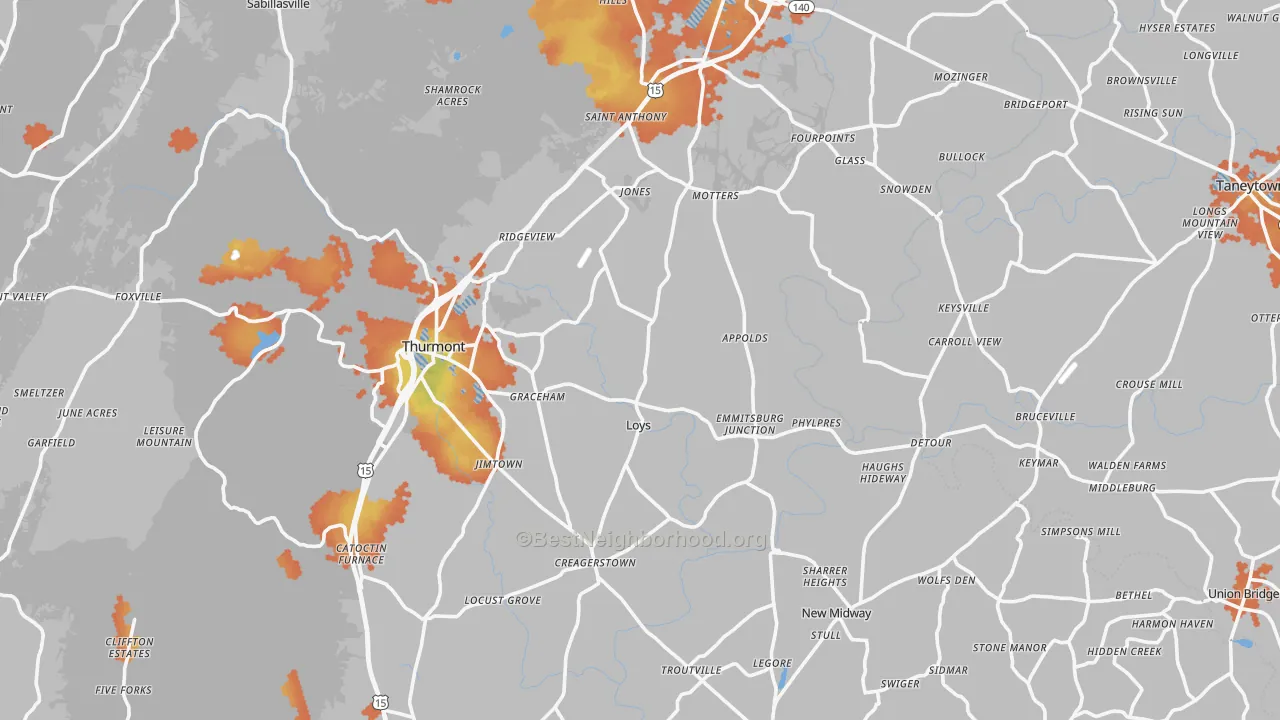 Bike Grade map of Middleburg, MD