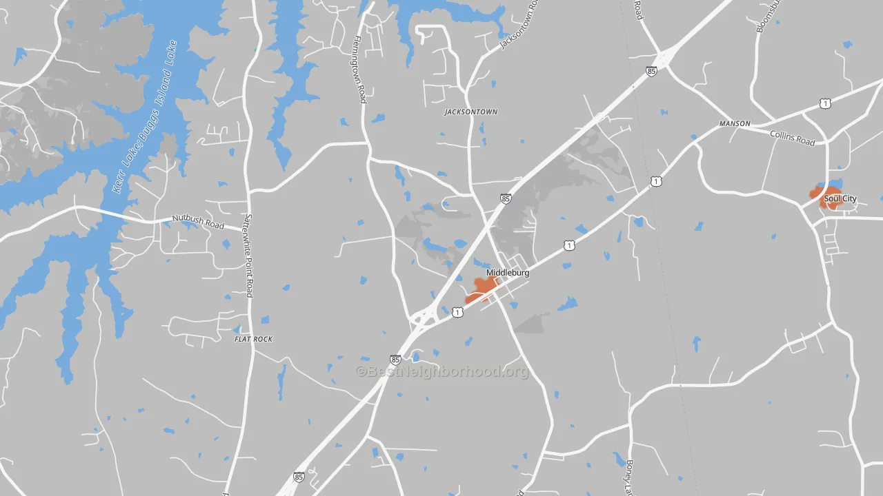 Bike Grade map of Middleburg, NC