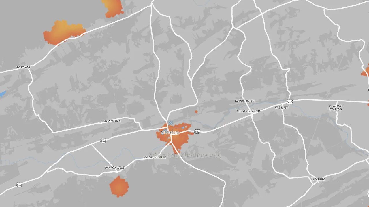 Bike Grade map of Middleburg, PA