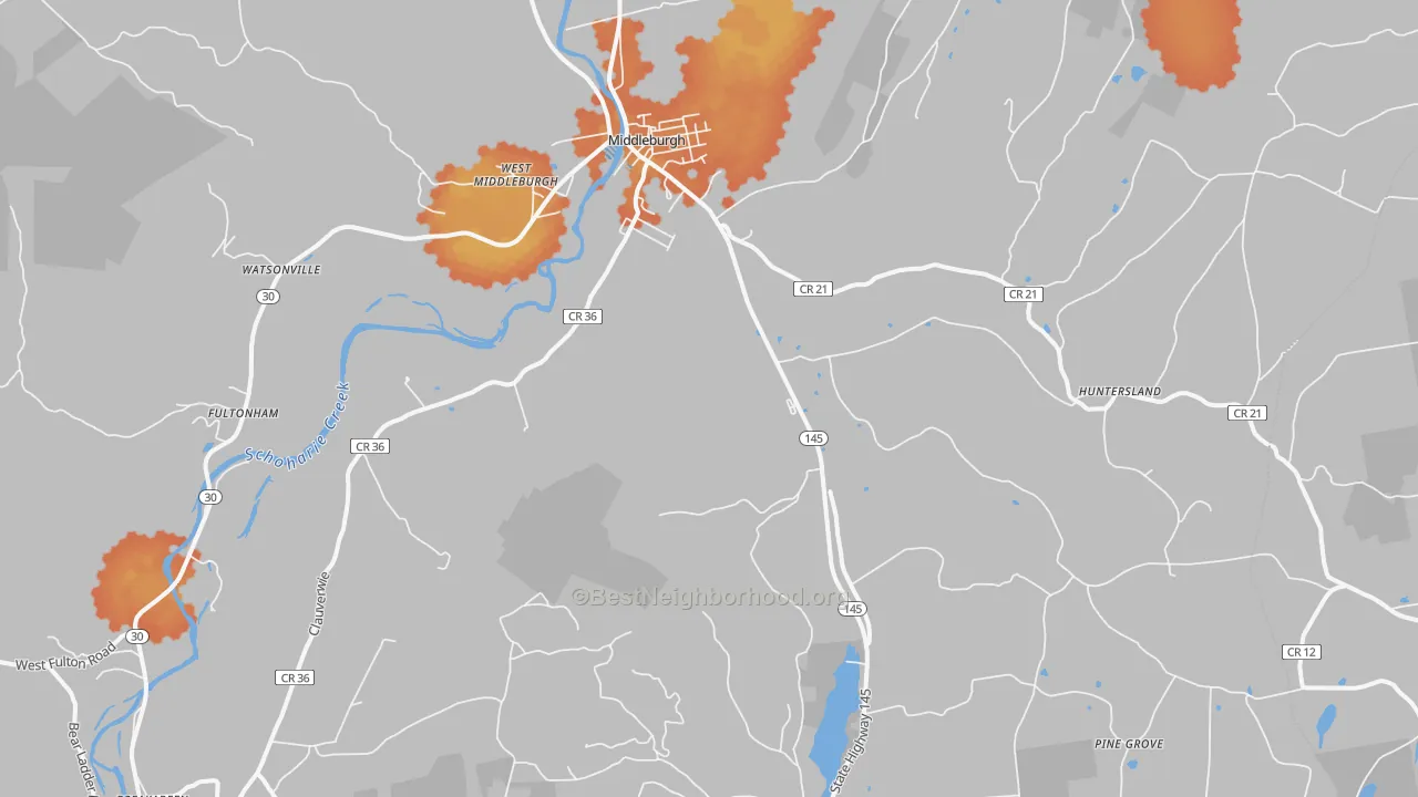 Bike Grade map of Middleburgh, NY