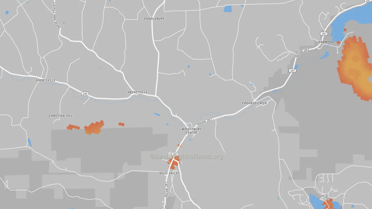 Bike Grade map of Middlebury Center, PA