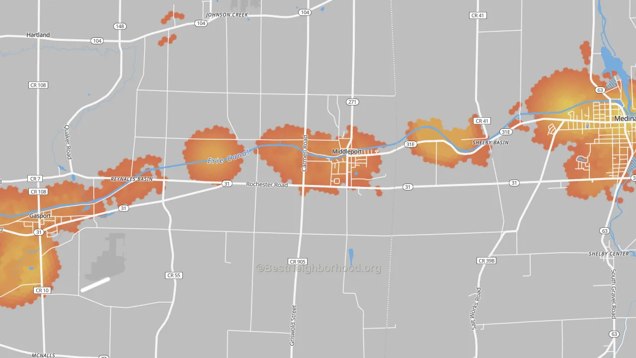 Bike Grade map of Middleport, NY