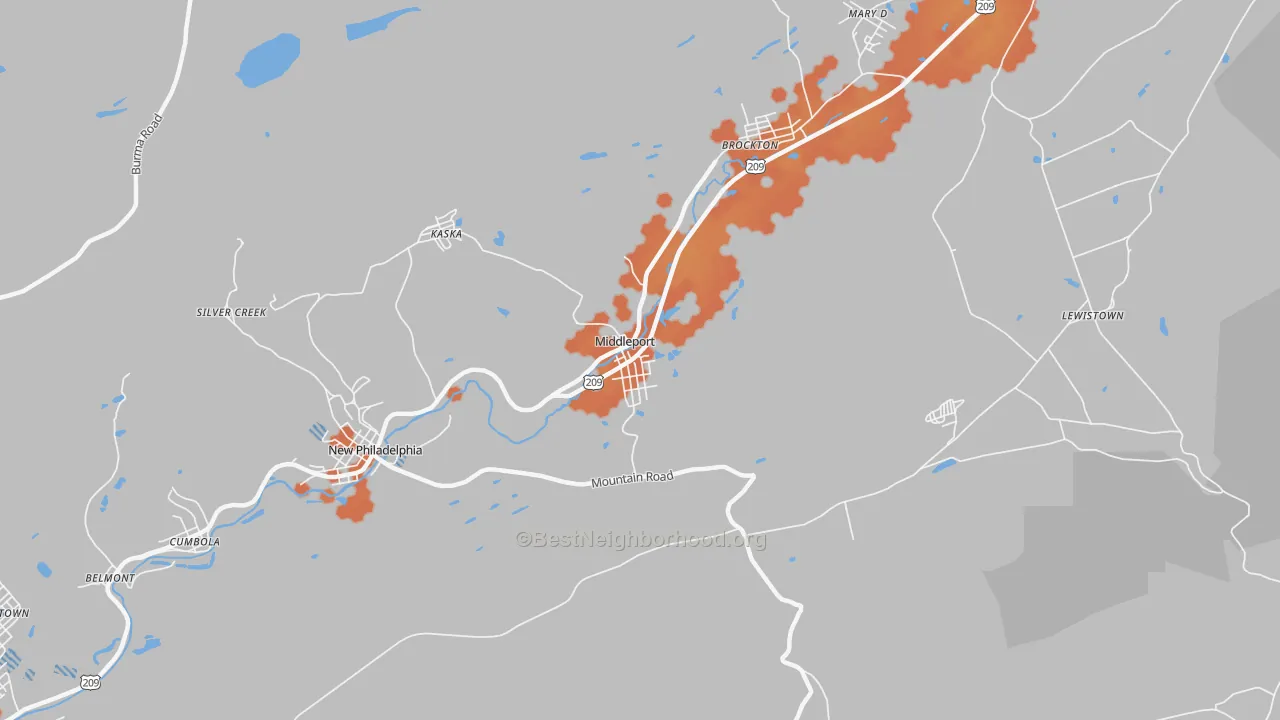 Bike Grade map of Middleport, PA