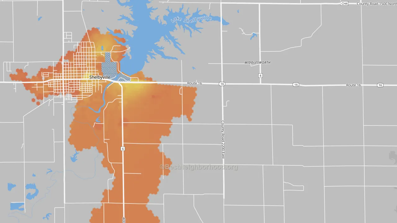 Bike Grade map of Middlesworth, IL