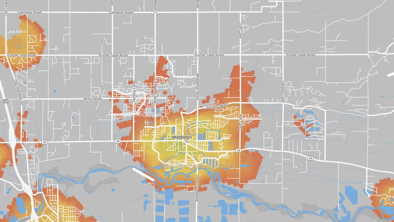 Bike Grade map of Middleton, ID