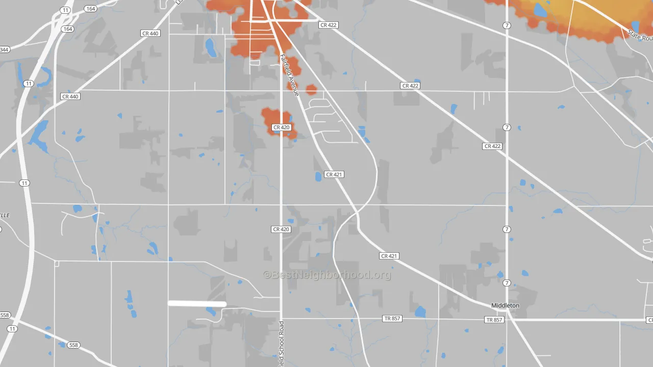Bike Grade map of Middleton, OH
