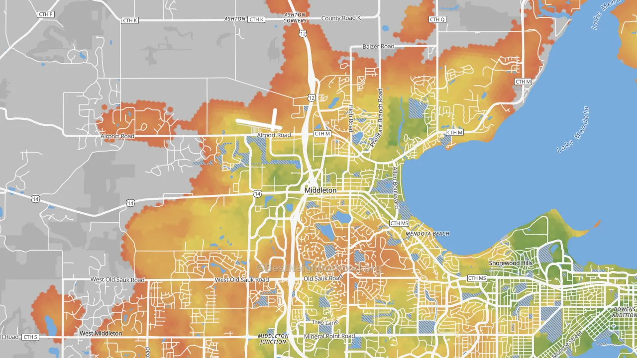 Bike Grade map of Middleton, WI