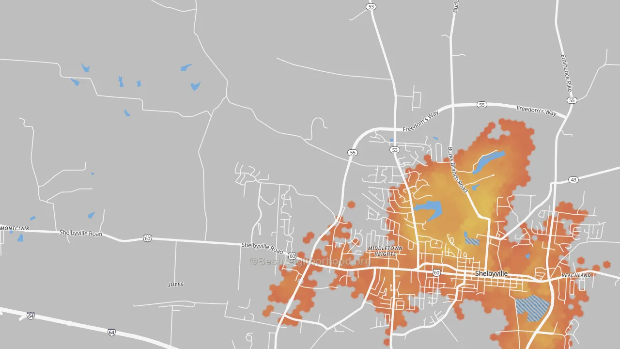 Bike Grade map of Middletown Heights, KY