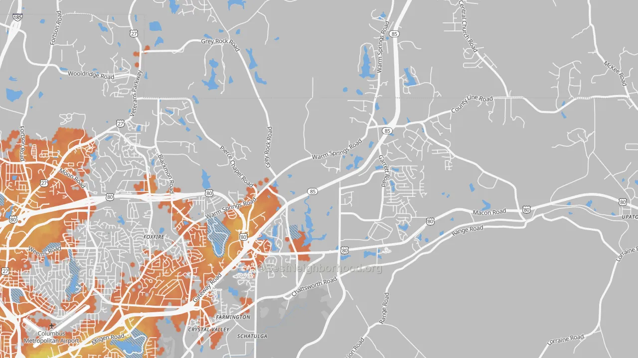 Bike Grade map of Midland, GA