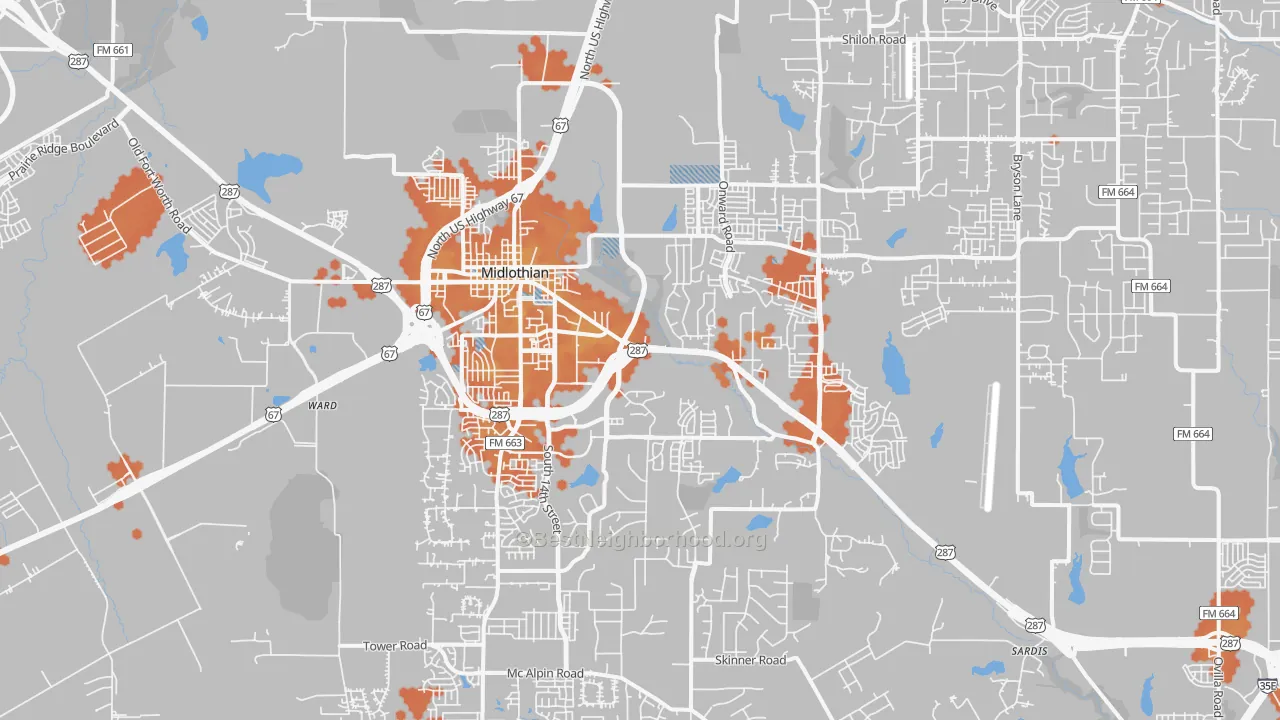 Bike Grade map of Midlothian, TX