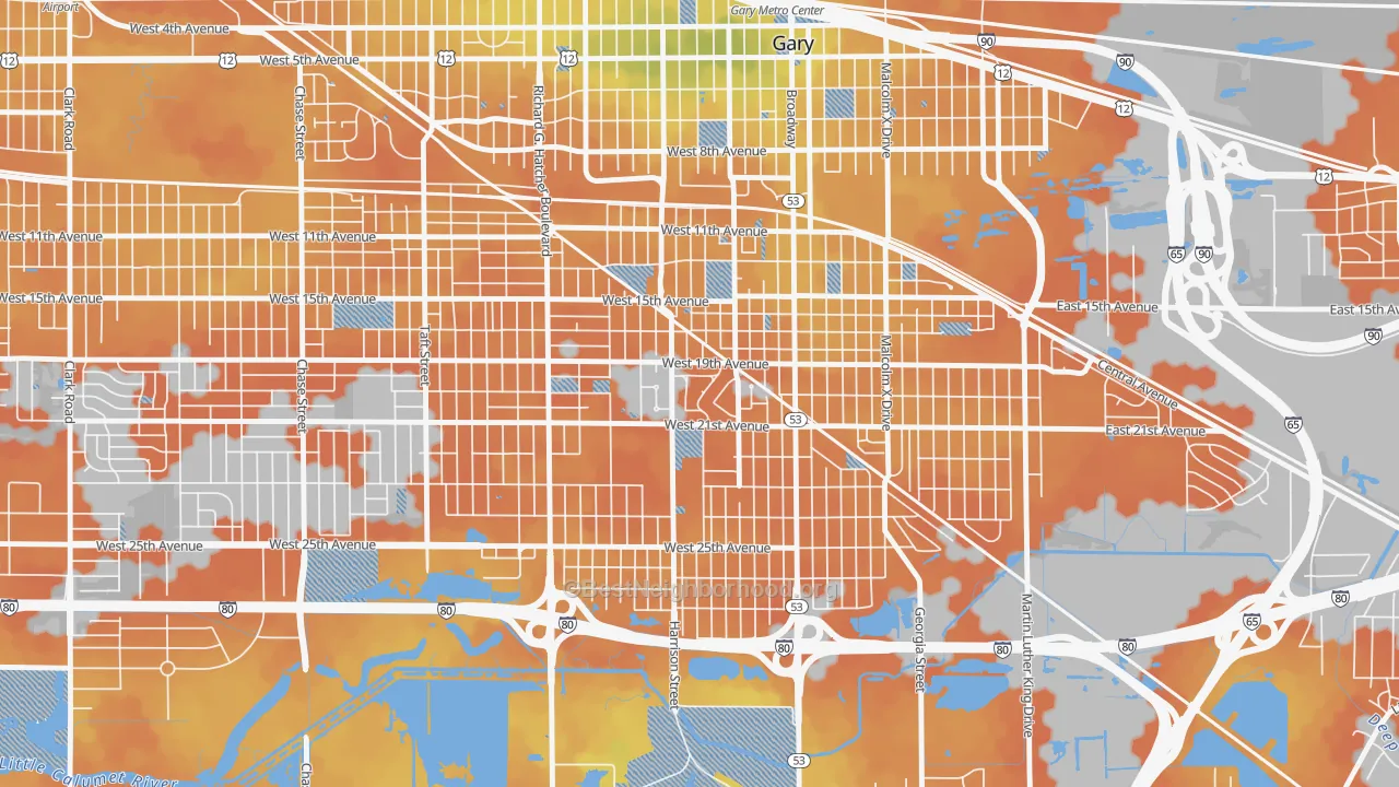Bike Grade map of Midtown, Gary, IN