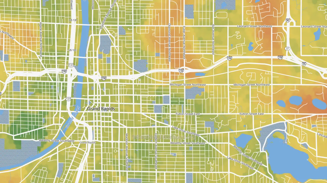 Bike Grade map of Midtown-Grand Rapids, Grand Rapids, MI