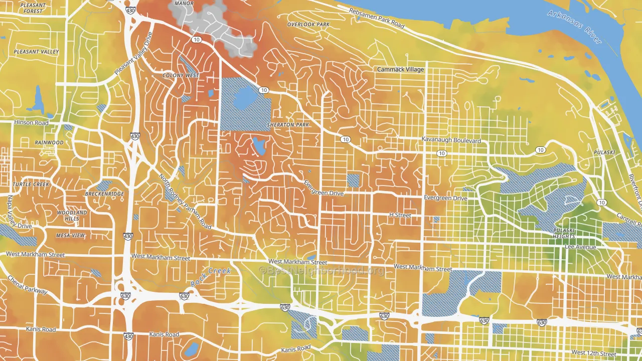 Bike Grade map of Midtown, Little Rock, AR