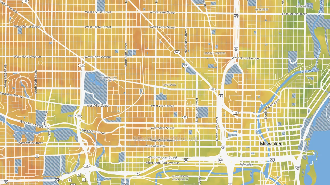 Bike Grade map of Midtown, Milwaukee, WI