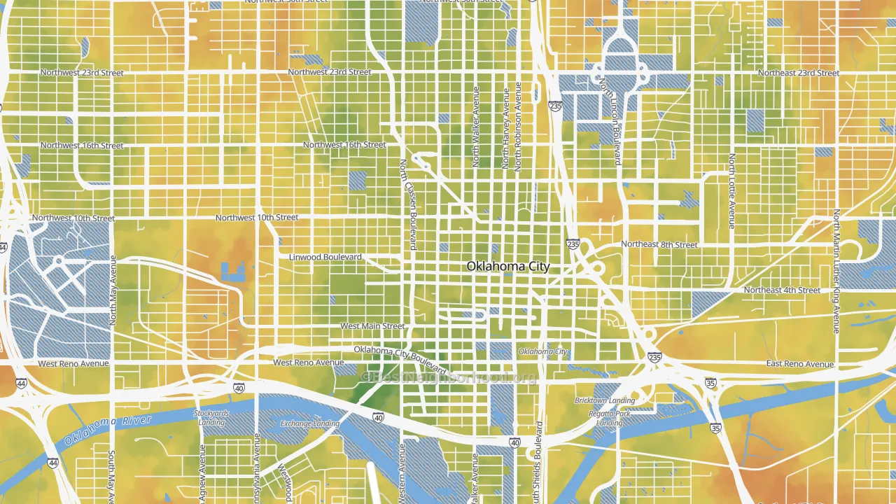 Bike Grade map of Midtown, Oklahoma City, OK