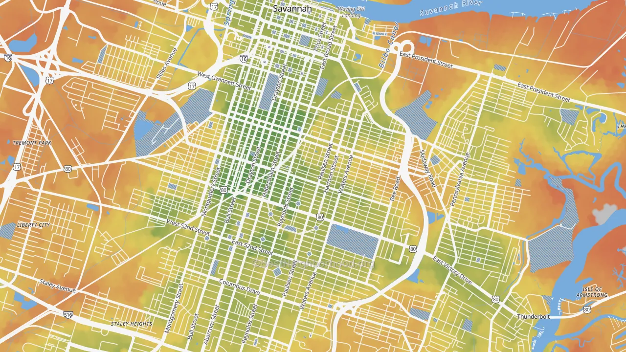 Bike Grade map of Midtown Savannah, Savannah, GA