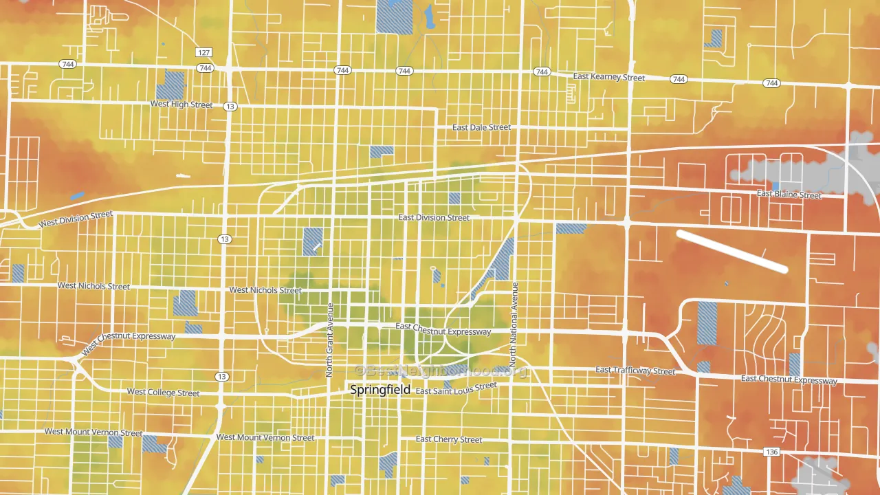 Bike Grade map of Midtown Springfield, Springfield, MO
