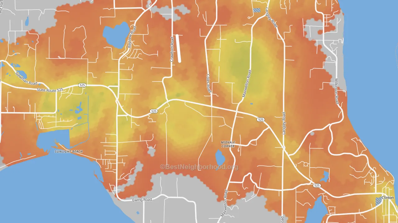 Bike Grade map of Midvale Corner, WA