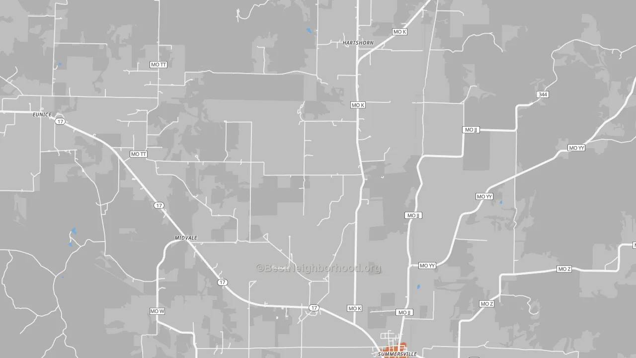 Bike Grade map of Midvale, MO