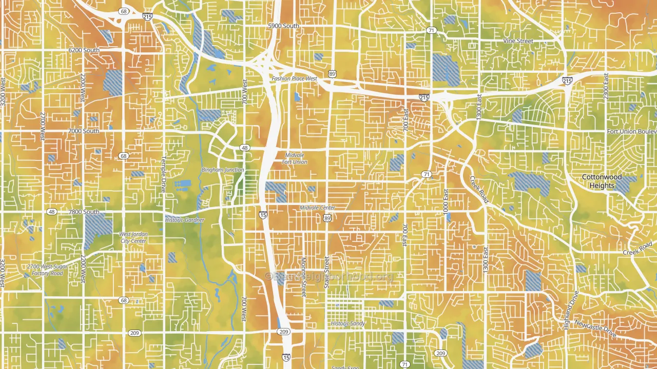 Bike Grade map of Midvale, UT