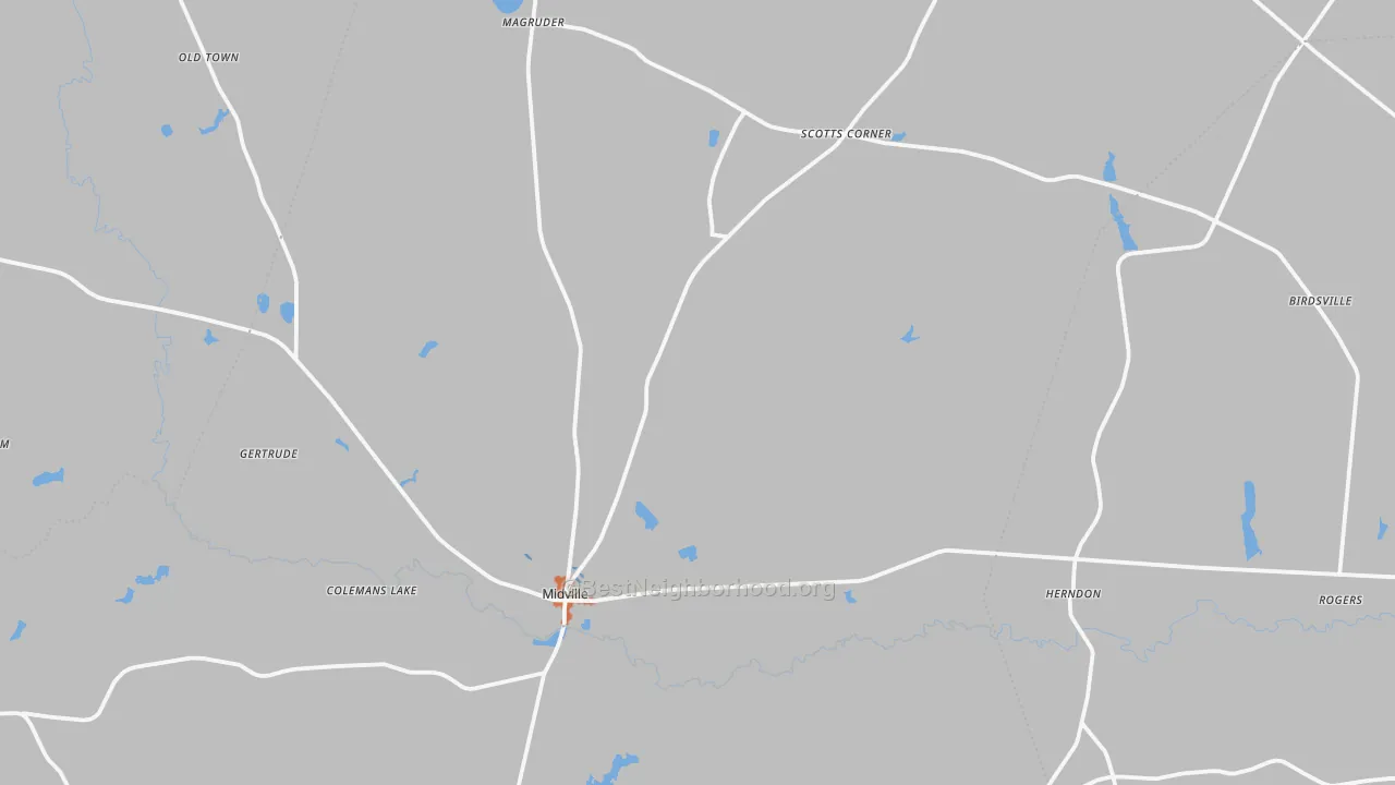 Bike Grade map of Midville, GA