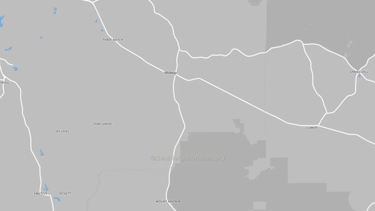 Bike Grade map of Midway, AL
