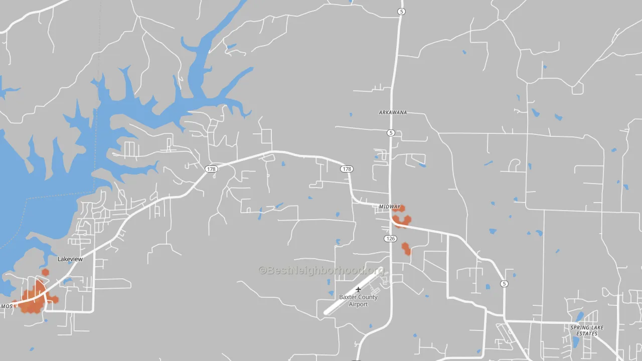 Bike Grade map of Midway, AR