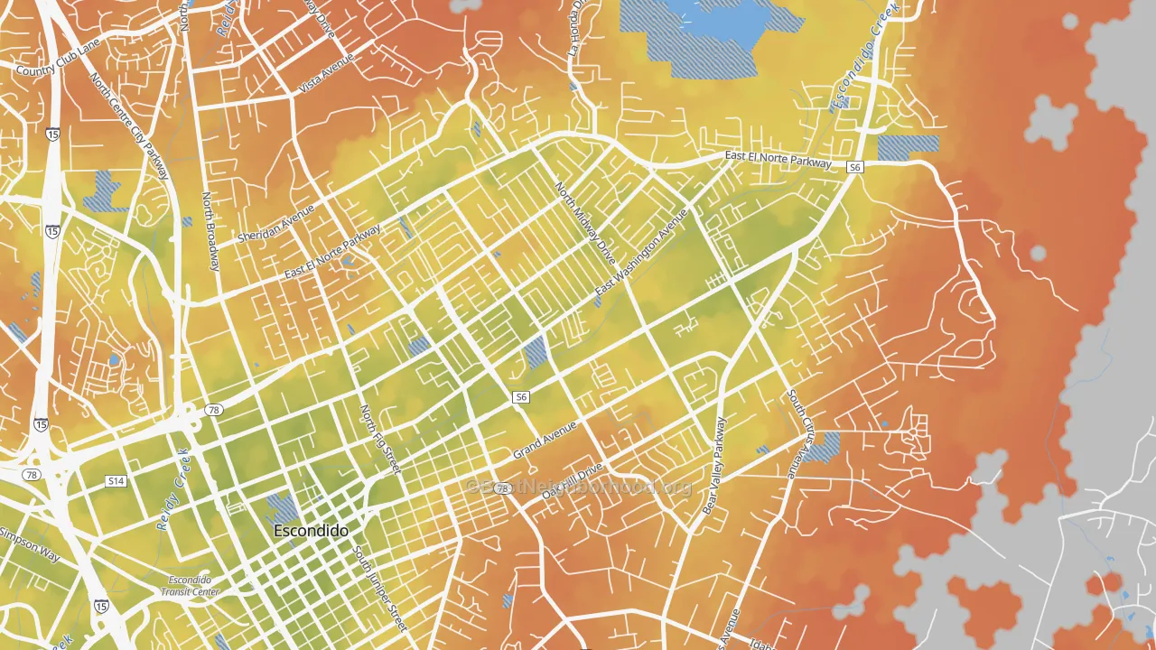 Bike Grade map of Midway, Escondido, CA