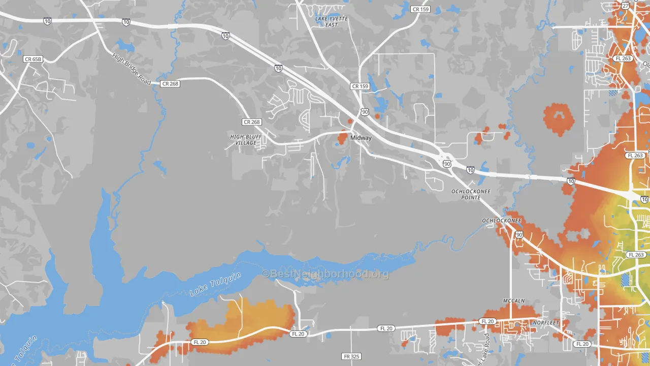 Bike Grade map of Midway, FL