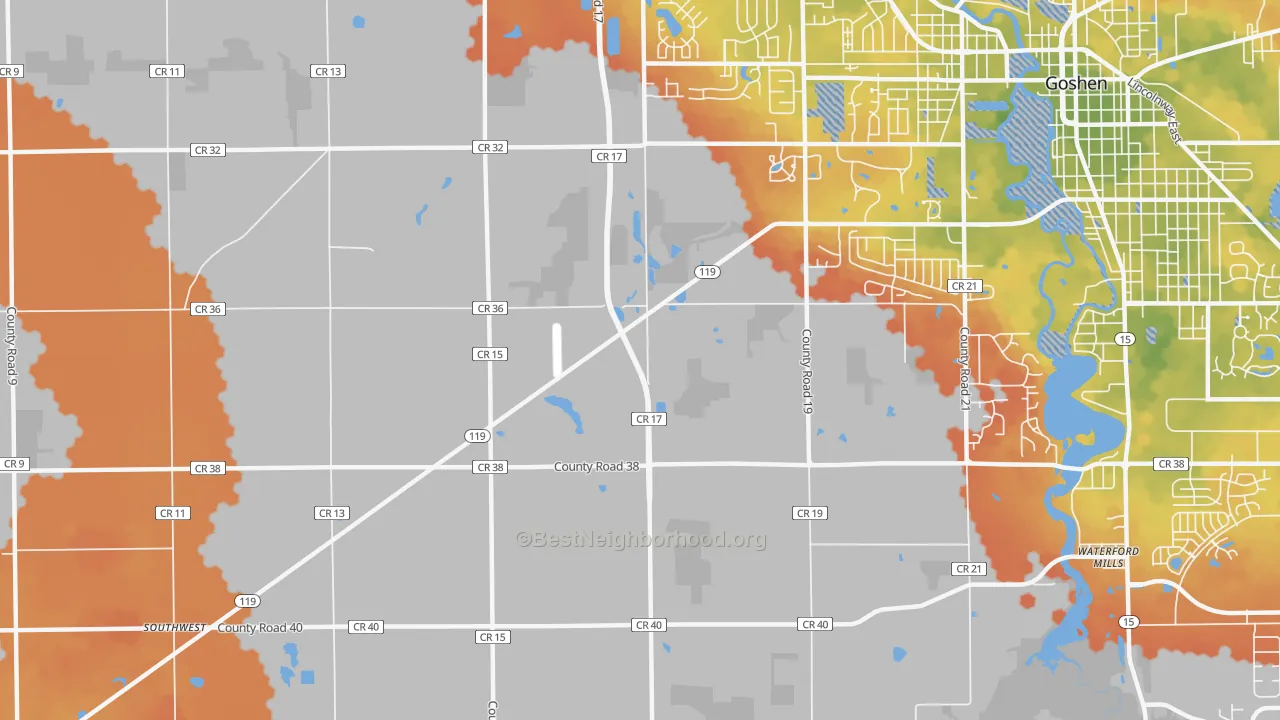 Bike Grade map of Midway, IN