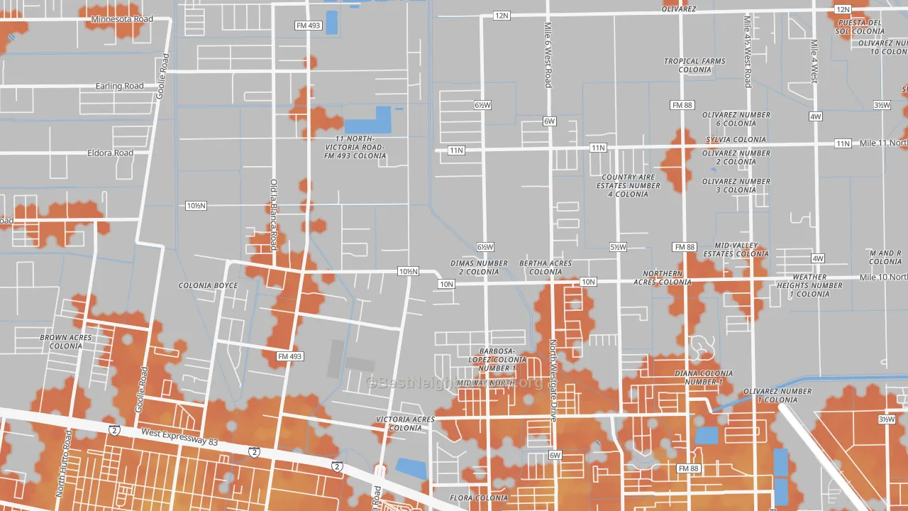 Bike Grade map of Midway North, TX