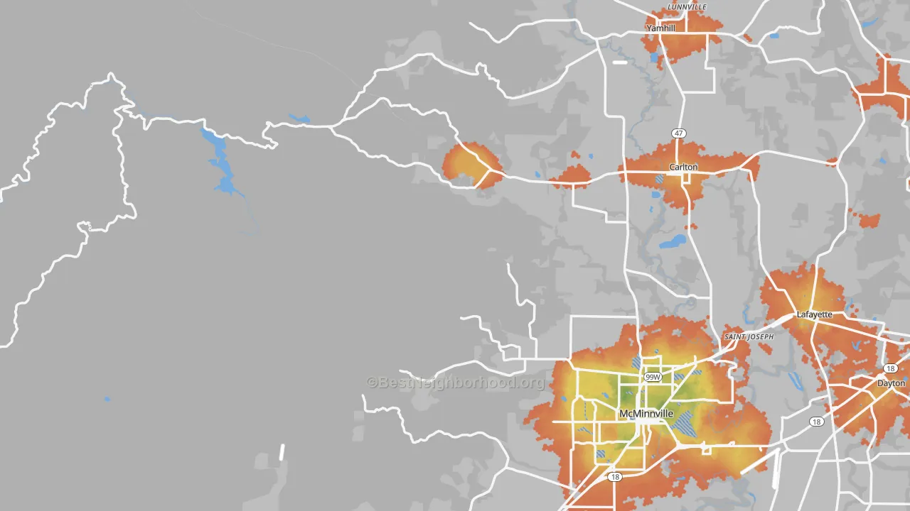 Bike Grade map of Midway, OR