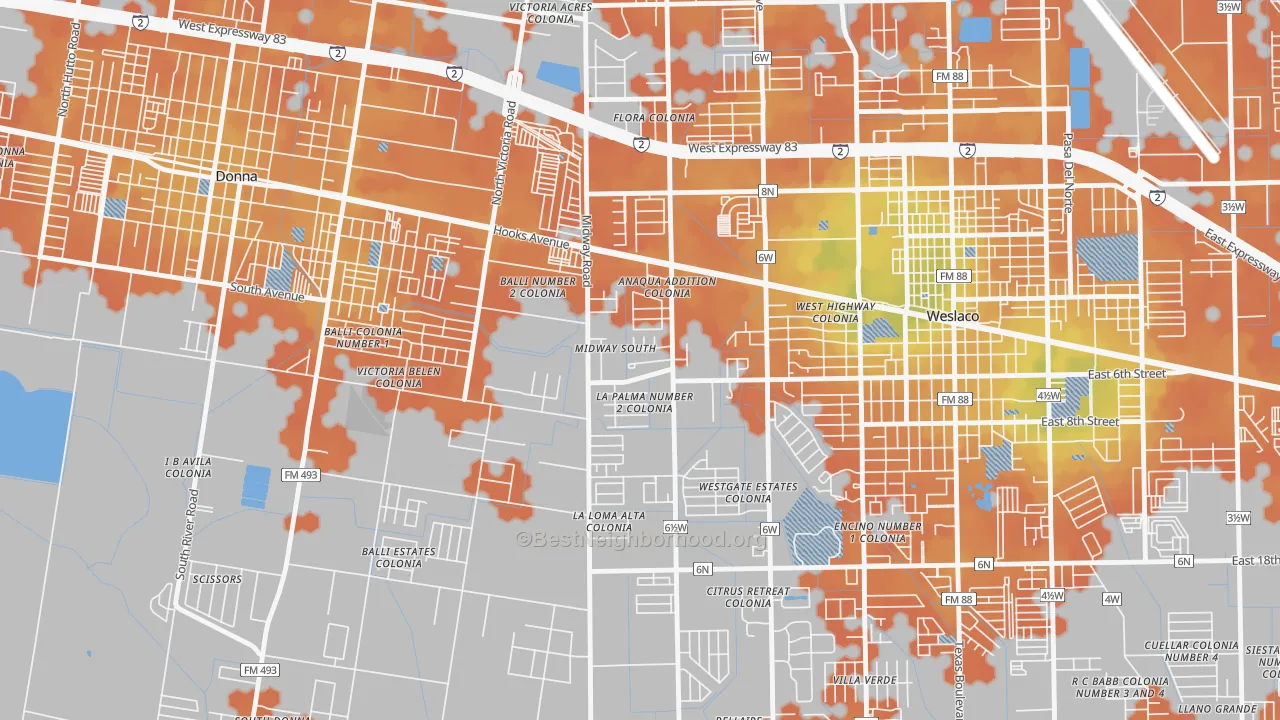 Bike Grade map of Midway South, TX