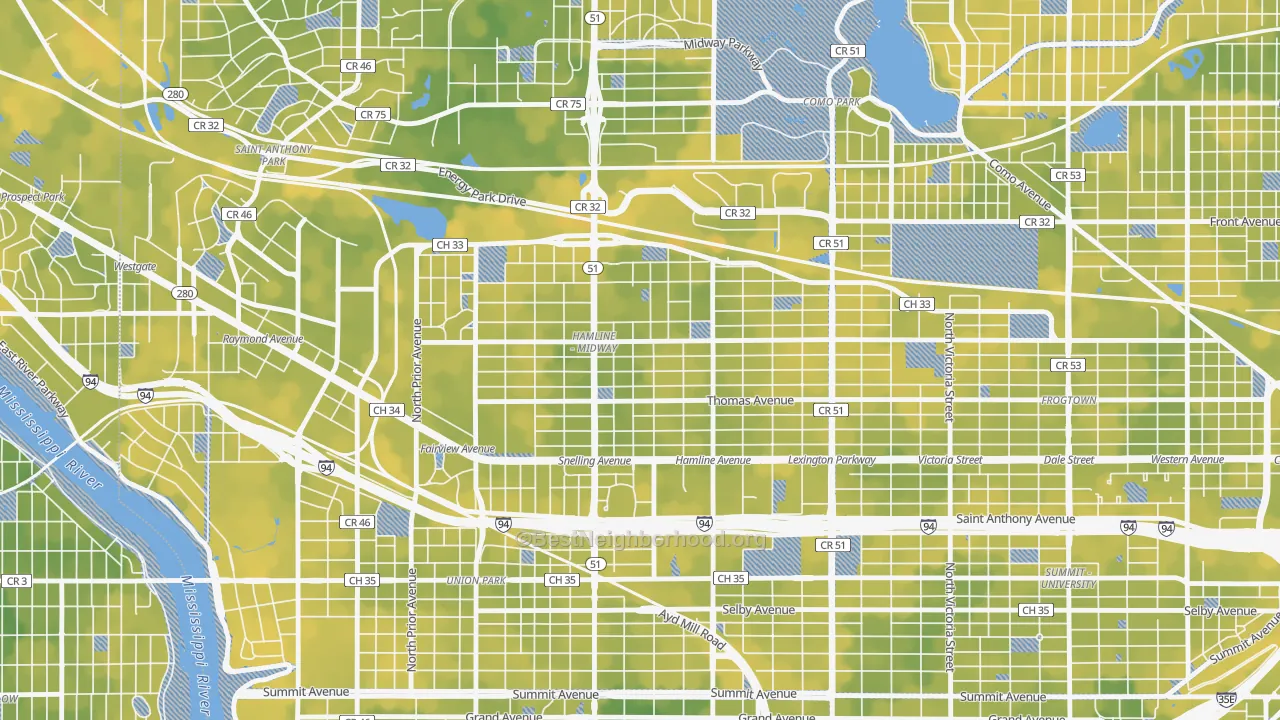 Bike Grade map of Midway, St. Paul, MN