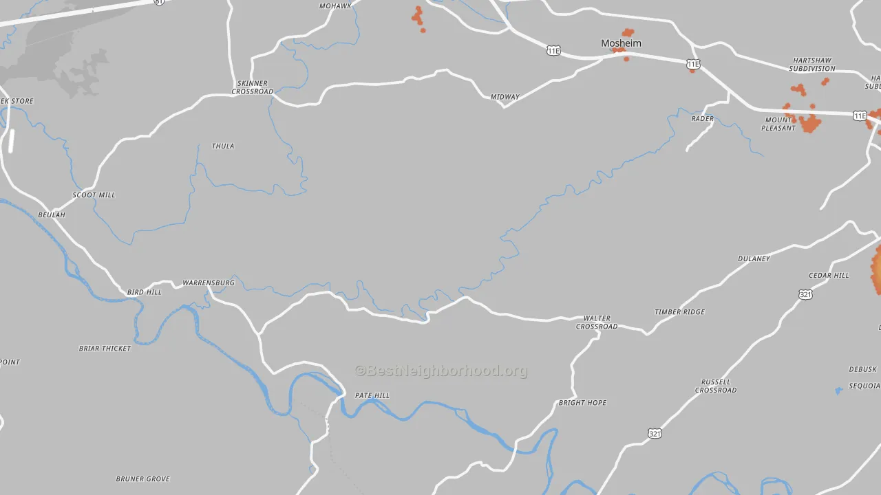 Bike Grade map of Midway, TN