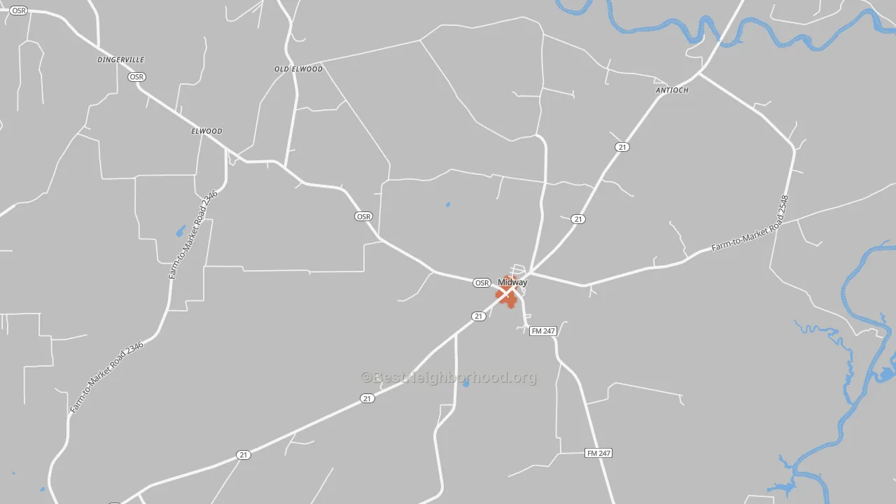 Bike Grade map of Midway, TX