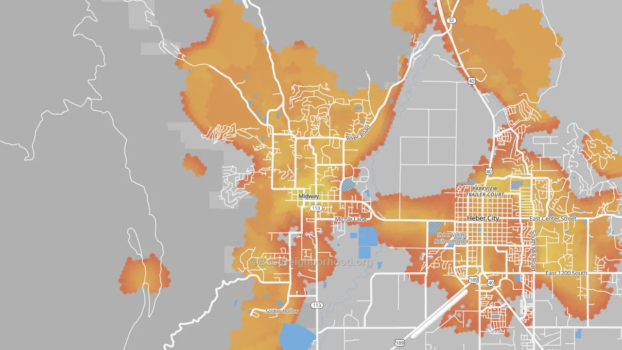 Bike Grade map of Midway, UT
