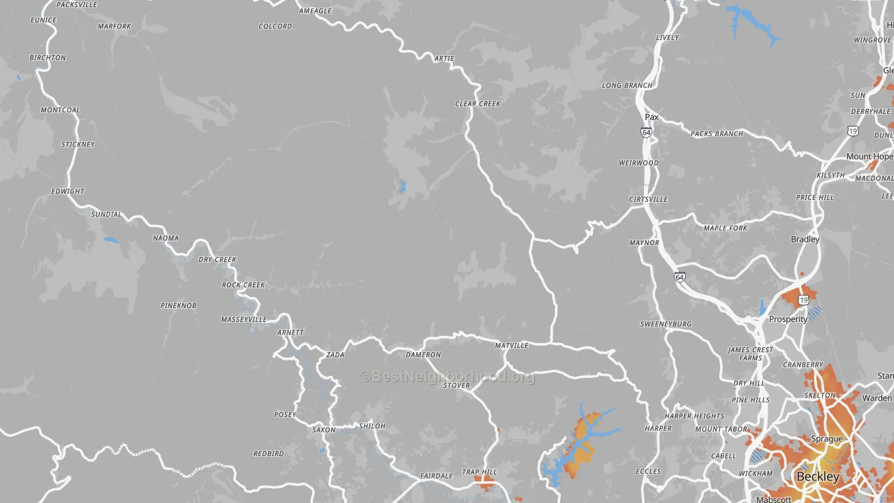 Bike Grade map of Midway, WV