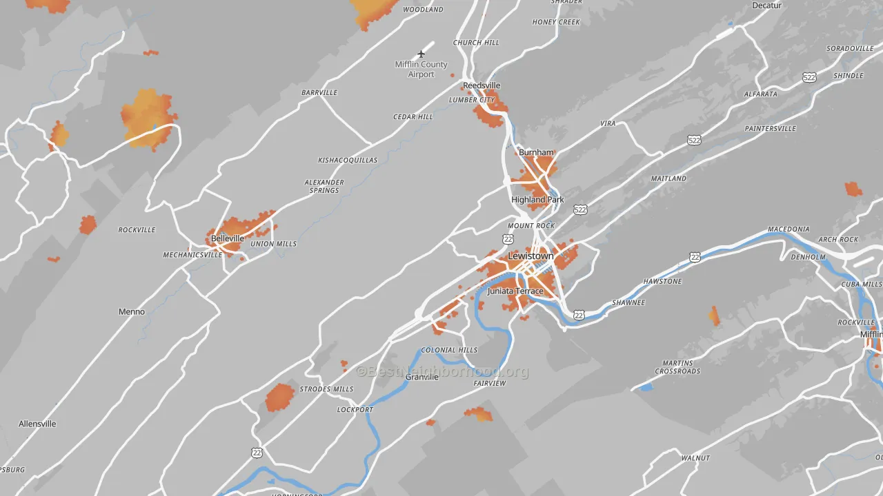 Bike Grade map of Mifflin County, PA