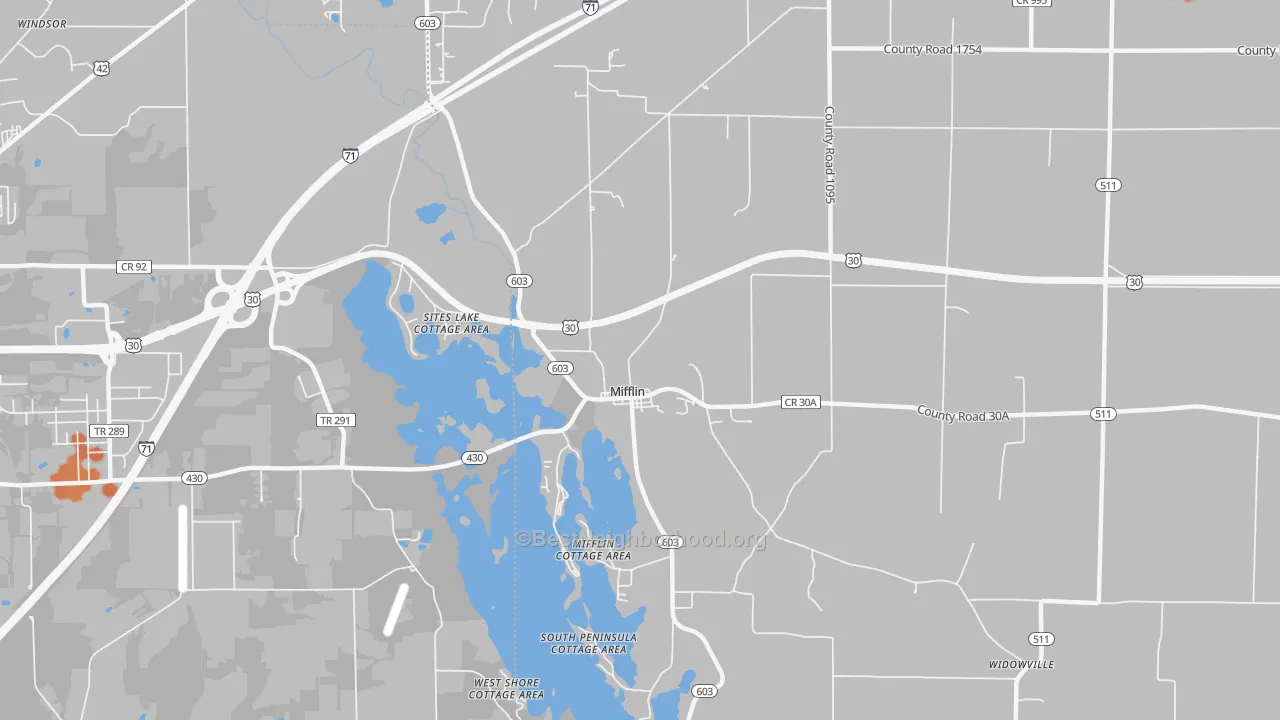Bike Grade map of Mifflin, OH