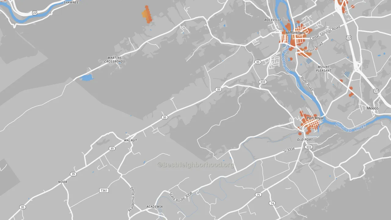 Bike Grade map of Mifflin, PA