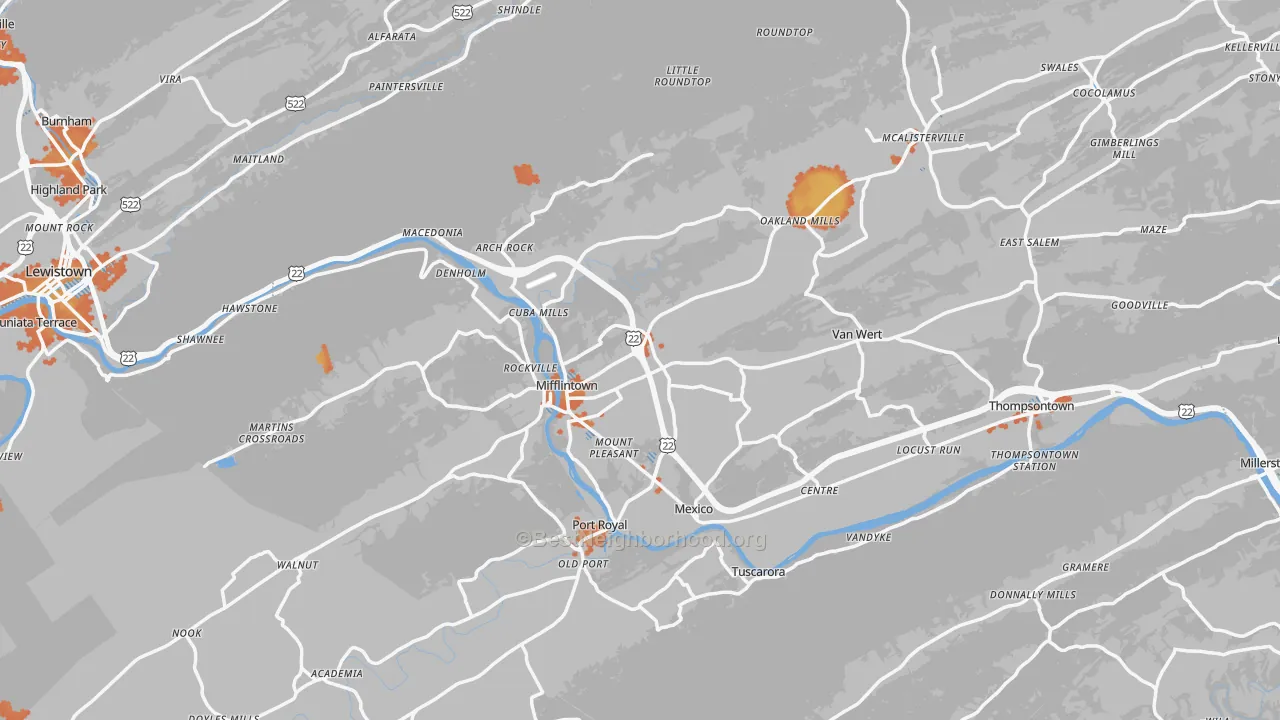 Bike Grade map of Mifflintown, PA