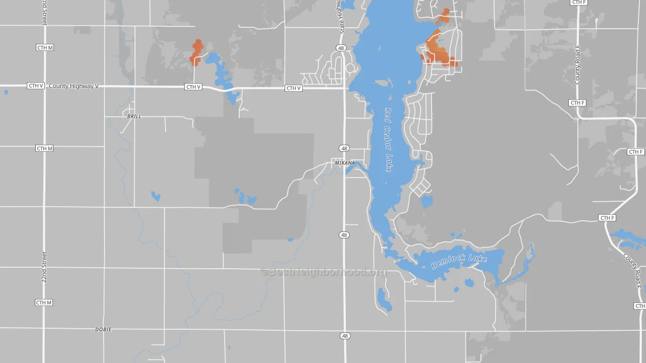 Bike Grade map of Mikana, WI