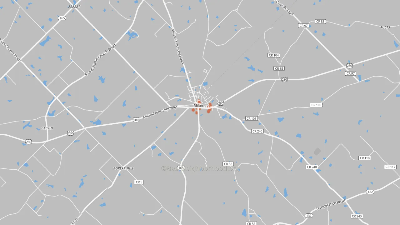 Bike Grade map of Milan, GA