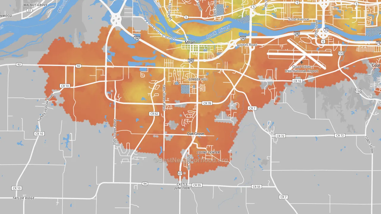 Bike Grade map of Milan, IL