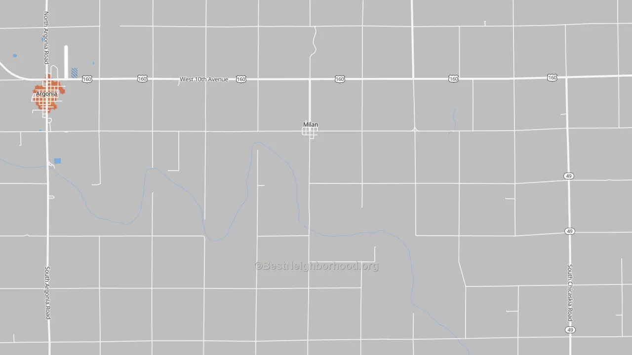 Bike Grade map of Milan, KS