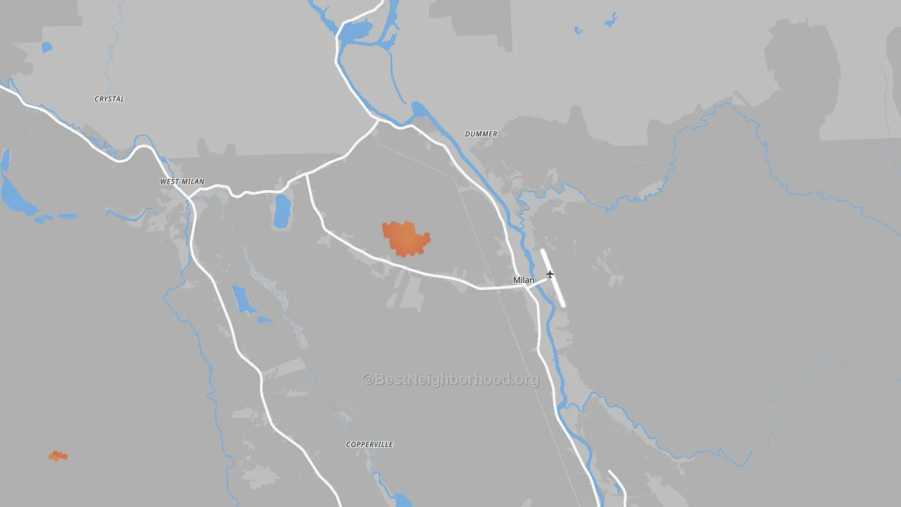 Bike Grade map of Milan, NH