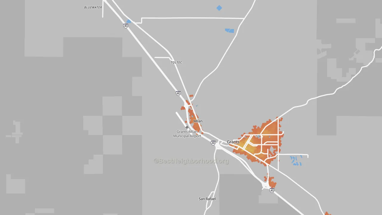 Bike Grade map of Milan, NM