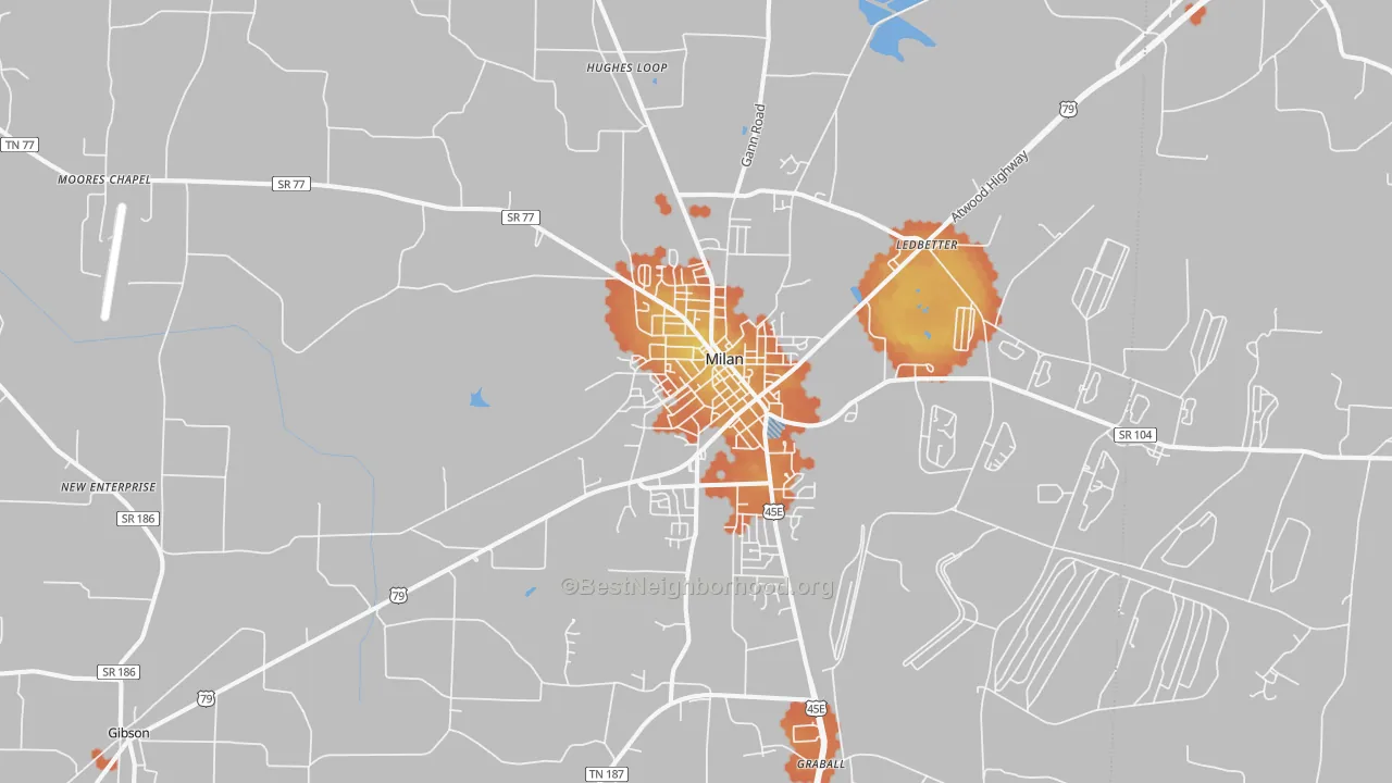 Bike Grade map of Milan, TN