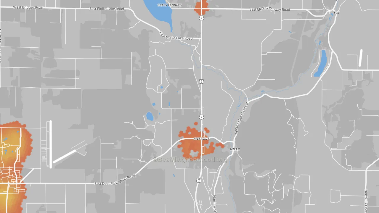 Bike Grade map of Milan, WA